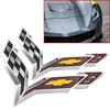 Пара Для 2014-19 Corvette C7 Передний и Задний Эмблемы Перекрещенные Флаги Глянцевый Хром Черный