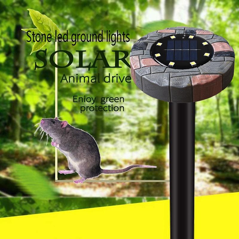 4PCS Imitation Stone Lamp Solar Mouse Repeller Lawn Lamp Get Rid Of Snake Mole Gophers For Outdoor Garden Yard