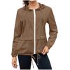 Women's Fashion Solid Color Zipper Hoodie Outdoor Hiking Rainproof Jacket