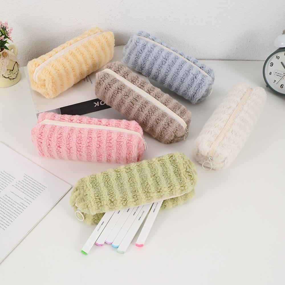 Plush Plush Pencil Case Large Capacity Stationery Organizer New Storage Bags