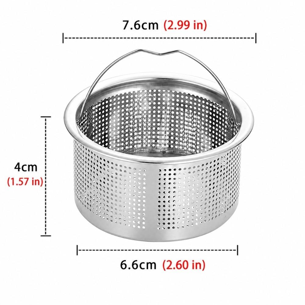 2PCS 7.6*6.6*4cm Deep Cup Basket Strainer 304 Stainless Steel Sink Drain Strainer For Kitchen