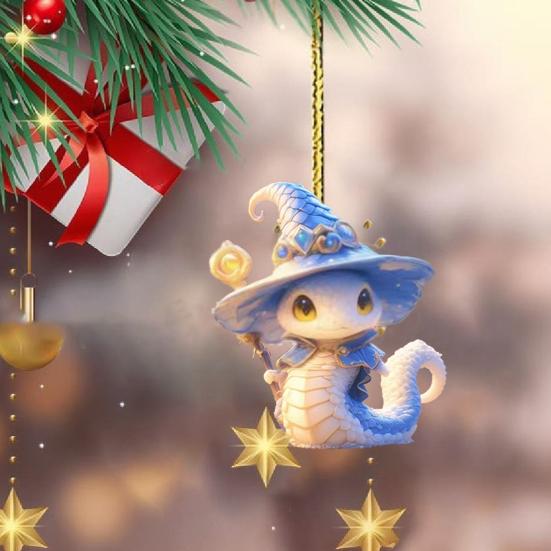Подвеска в виде мультяшной змеи 2D, плоское акриловое рождественское украшение, подвесное украшение в виде змеи