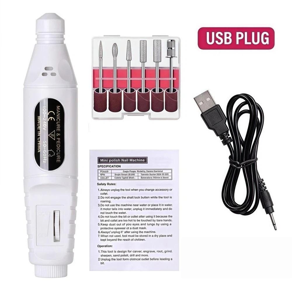 20000 RPM Electric Nail File USB Powered Nail Grinder Electric Nail Polishing Grinder Nail Tools