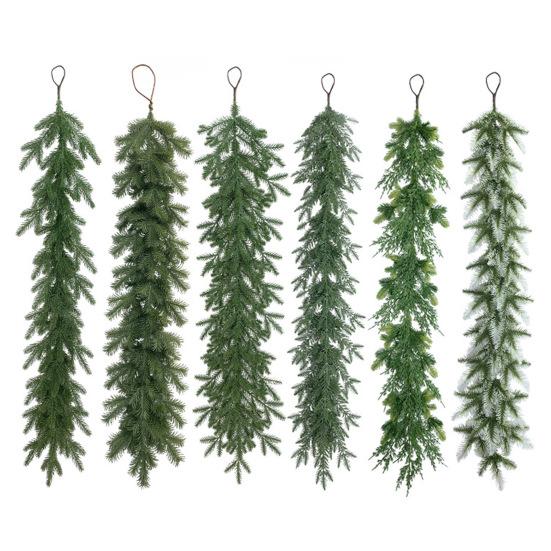 2 шт. Искусственная гирлянда из сосновых иголок, реалистичные сосновые ветки ручной работы, праздничная подвесная зелень