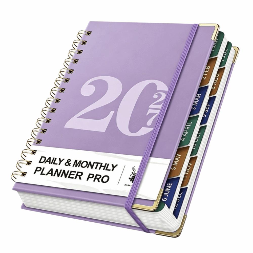Yearly Schedule 2027 a5 Planner 320 Pages 12-Month Agenda Planning Notepad Simple with Index Sticker Hardcover Notebook