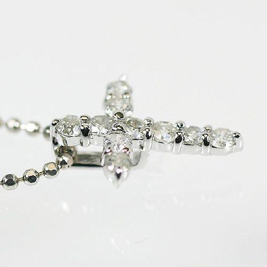 Ожерелье с подвеской-крестом из платины 900 пробы с бриллиантами SV925 [KASHIMA] 0,2 карата