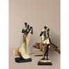 Stylish Golden Black Resin Romantic Couple Statues for Home Decor (Pack of 2, Black & Golden)