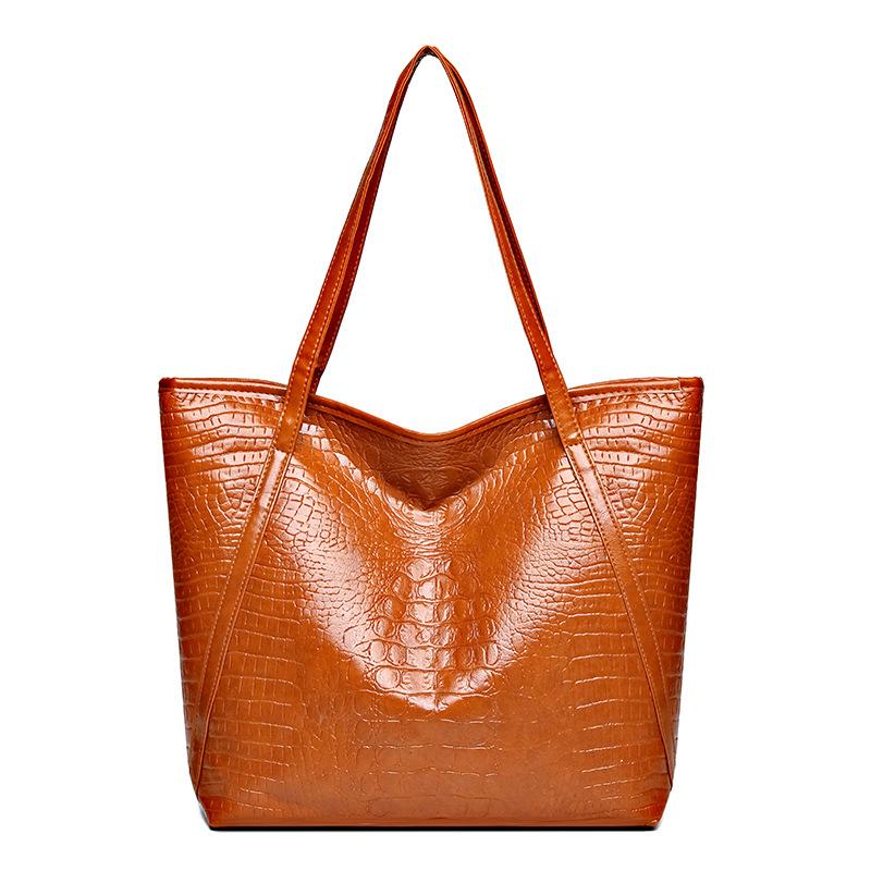 Простая и универсальная сумка-тоут с крокодиловым принтом, большая вместимость, модная сумка, винтажный дизайн, женская сумка через плечо