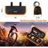 Bicycle Repair Bag With Tire Pump, Portable Tool Kit for Camping Travel - Bike Glueless Patches, Maintenance Essentials All In One Safety Kit