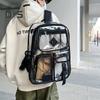 Clear Backpack with Reinforced Stitching Zipper Closure Large Capacity Adjustable Heavy Duty Large PVC Transparent See Through School Bag