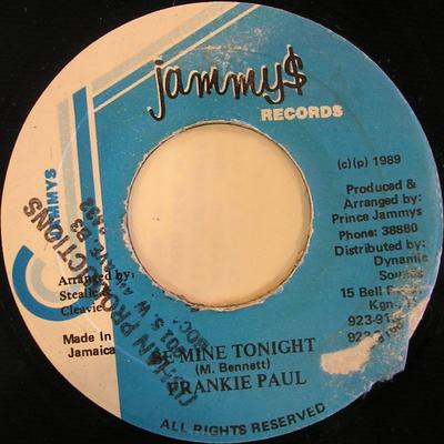 7-дюймовая пластинка ФРЭНКИ ПОЛ - Будь моей сегодня вечером НИКАКОЙ Jammy's Records 1989 Ямайка Регги, Ска и Даб Б/У