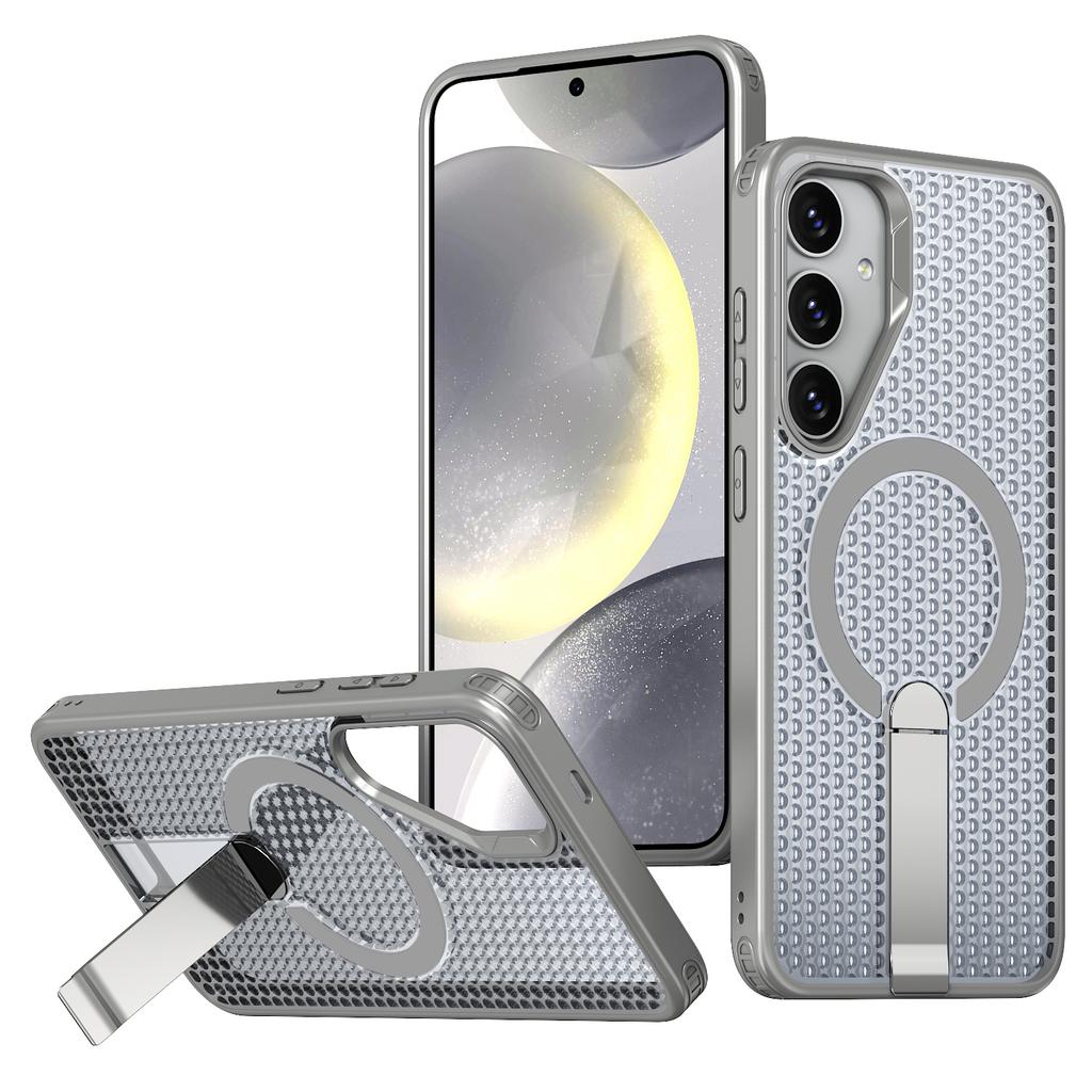 Для Samsung Galaxy S26 / S26 Pro Магнитный чехол Подставка Сетчатая текстура ТПУ ПК Задняя крышка телефона