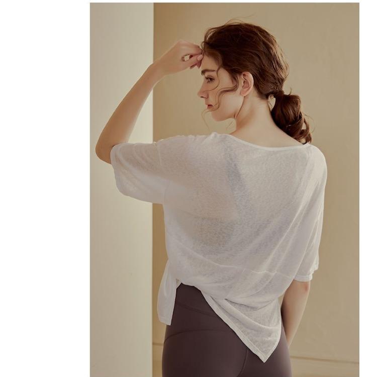 Дышащий топ для бега свободного кроя, легкая футболка для йоги, утягивающая тренировочная рубашка для женщин