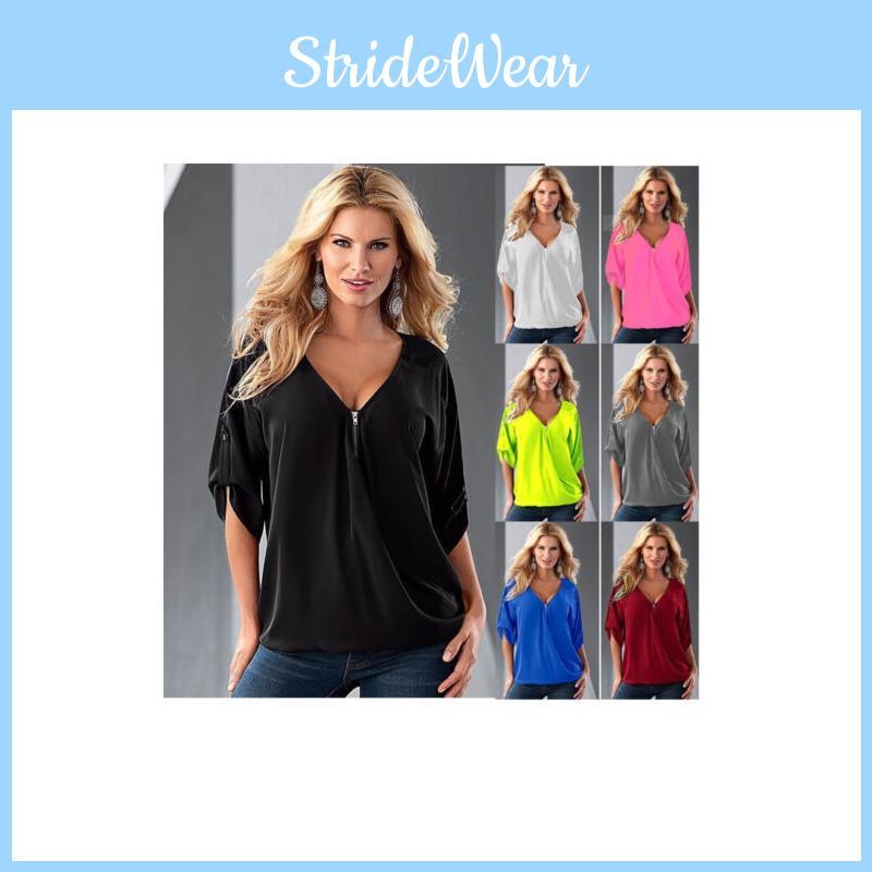 Relaxed Fit Polyester Long Sleeve Vneck Shirt For Women With Spliced Pattern Perfect For Spring