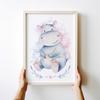 Poster for a Child's Room Hippopotamus Cute Animals