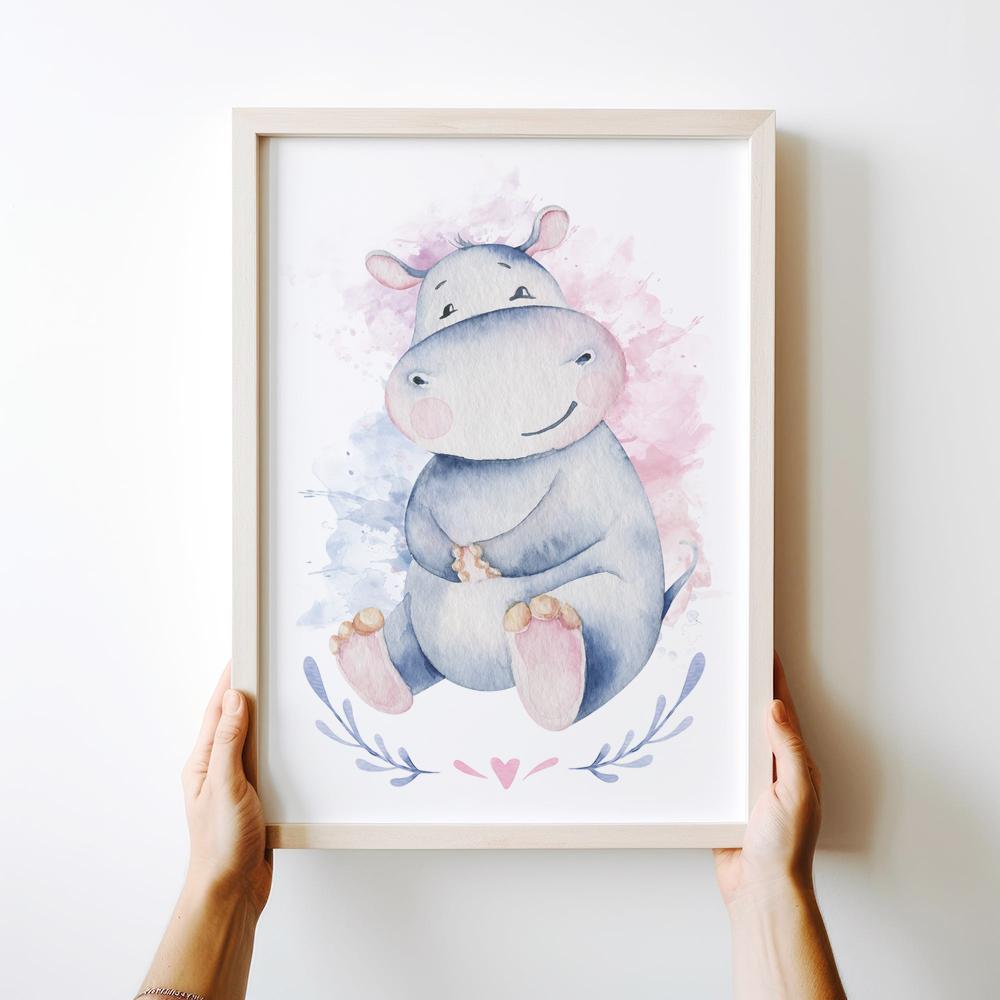 Poster for a Child's Room Hippopotamus Cute Animals