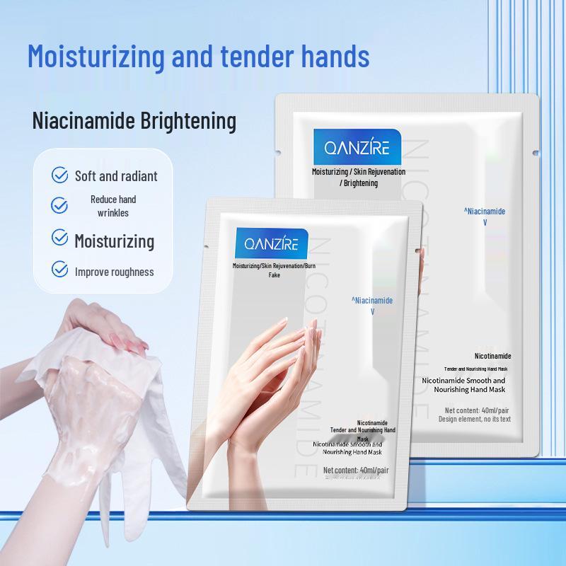 Qianzi Увлажняющая маска для рук с ниацинамидом: Питательные, против трещин, увлажняющие перчатки для гладких, мягких рук.
