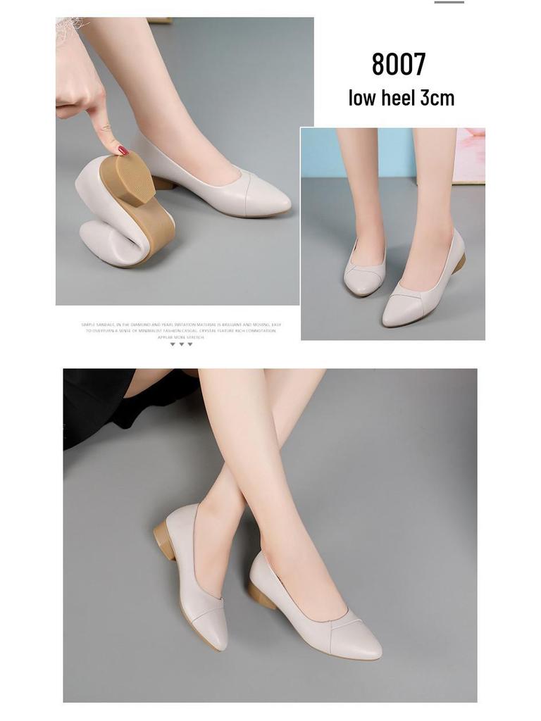Весна и Осень 2022 Туфли на массивном каблуке из мягкой кожи для мам - Удобные туфли с низким вырезом для женщин среднего и пожилого возраста