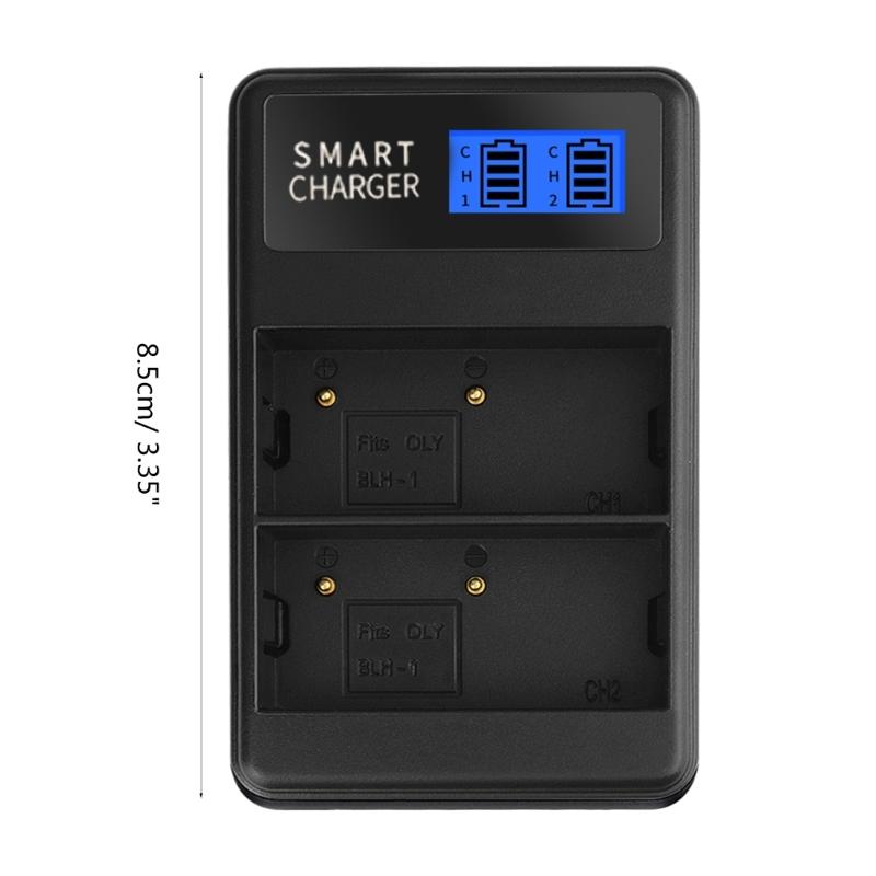 Convenient and Portable BLH1 LCD Double Slot Charger Camera Battery Charger for Olympus EM1 MARKII EM1-2 EM1 Mark 2 EM1