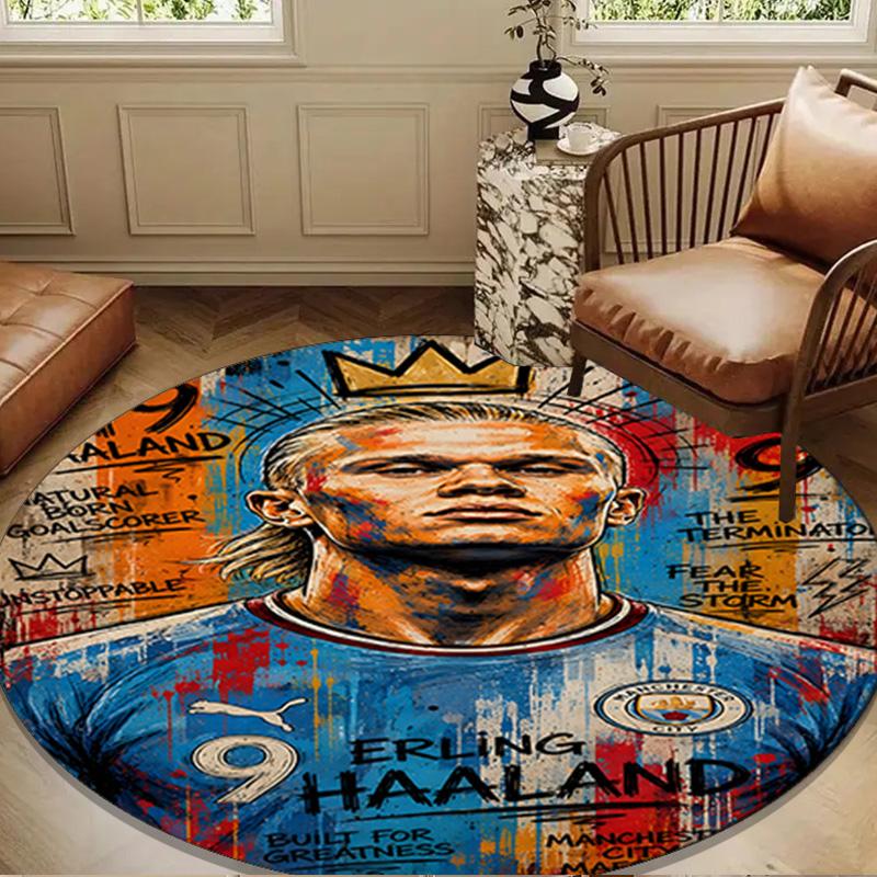 Erling Haa-land's Electric Moment Round mat Home Decor, Chair rug For livingroom,Bedroom, doormat home decor Birthday Gift Christmas Gifts