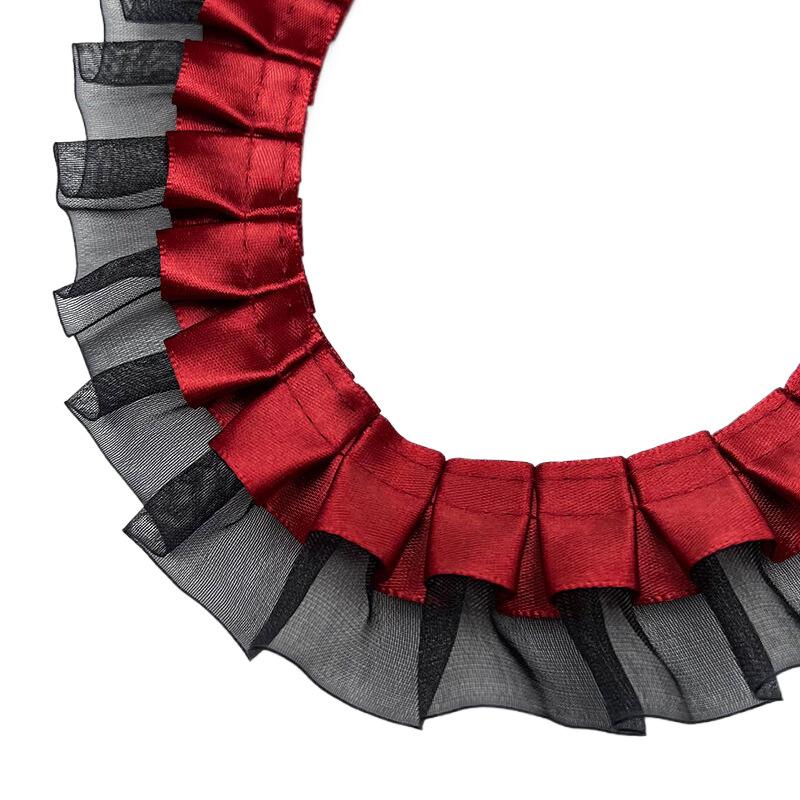 Элегантный и изысканный 4 см двойной складки прозрачный шифон кружево одежда подол одежда DIY аксессуары многоцветный кружевной тесьма ремесла изготовление лент