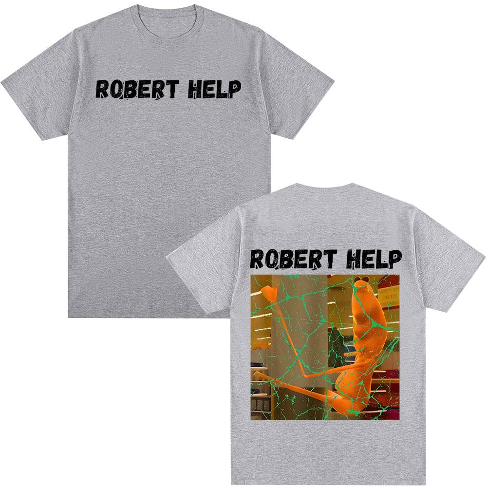 Robert Help Marcus The Worm Fun Meme Tshirt Humorous Pattern Tshirt 2026 Summer Mens Womens Fashion Cotton Casual Tshirt