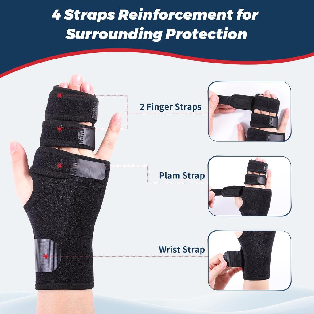 Trigger Finger Splint, 3 Fingers Brace For Index, Middle, Ring Or Little Finger, Hand Splint Finger Straightener For Arthritis
