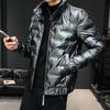 Men's Plus Size Glossy Stand-up Collar Jacket Short Lined Jacket Lined with Cotton Winter Warm Jacket Thickened Warm Tops