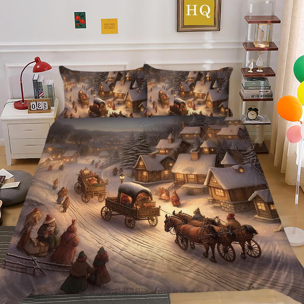 Christmas New Style Printed Full Size Bed Clothes Microfiber Highend Duvet Cover Children Bedroom Decor