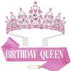 Alloy Crown Tiara Birthday Crown Flash Diamond Birthday Party Queen Crown Tiara Set