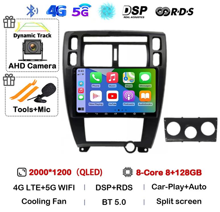 Android 14 Carplay Auto WIFI+4G Для Hyundai Tucson 2004 2005 2006 2007 2008 2009 Автомагнитола Мультимедийный Стерео Видеоплеер GPS BT