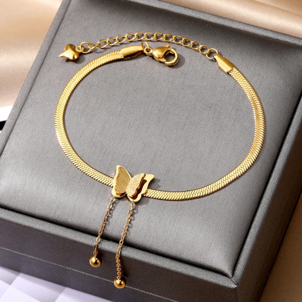 Tassel Snake Bone Chain Bracelet Charming Girl Fashion Butterfly Bracelet Gold Elegant Versatile Party Gift Jewelry
