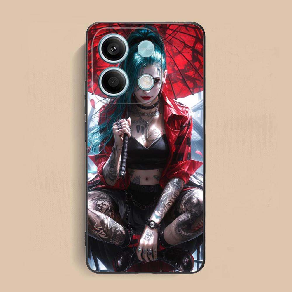 Модный чехол для телефона с тату-девушкой для Xiaomi Redmi 15 14 13 12 A5 3 2 1 C Plus 4G 5G Цветной печатный чехол Красивый чехол