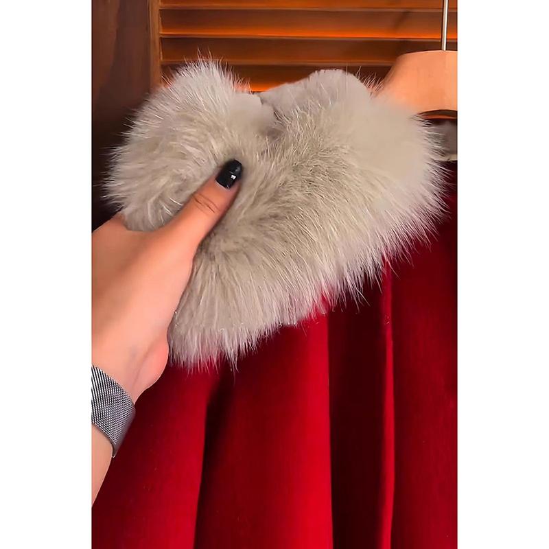 Girl's 3-12Y Coat Autumn and Winter Coat New Coat Children's New Year Clothes Children's Padded Red Clothes