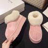Зимние женские короткие плюшевые теплые зимние ботинки, повседневная обувь, новинка 2023, замшевые ботильоны на меху, женская обувь на платформе и плоской подошве