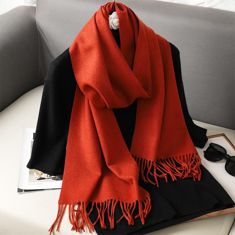 62Color Solid Women Winter Scarf Теплый Утолщенный Кашемировый Шаль Уличная Мода Роскошные Кисточки Пашмина Дамская Накидка Ветрозащитные Шарфы
