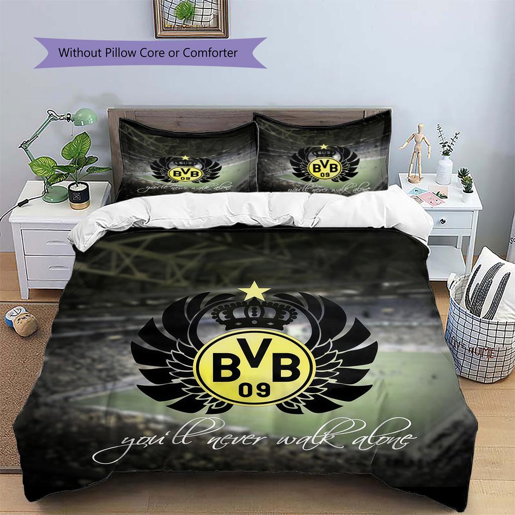 Borussia Pattern Bedding,Quilt Set Quilt Cover Pillowcase Home Birthday Gift(1 * duvet cover + 2 * pillowcase, without core)