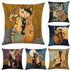 Vintage Art Cat Print Cushion Cover Pillowcase Home Living Room Sofa Bedroom Decor Throw Pillowcase