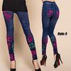 Women Printed Tight-fitting Super Stretch Leggings High Waist Outer Wear Sexy Close-fitting Imitated Denim Jean Leggings(Suitable for Weight 40-85kg)