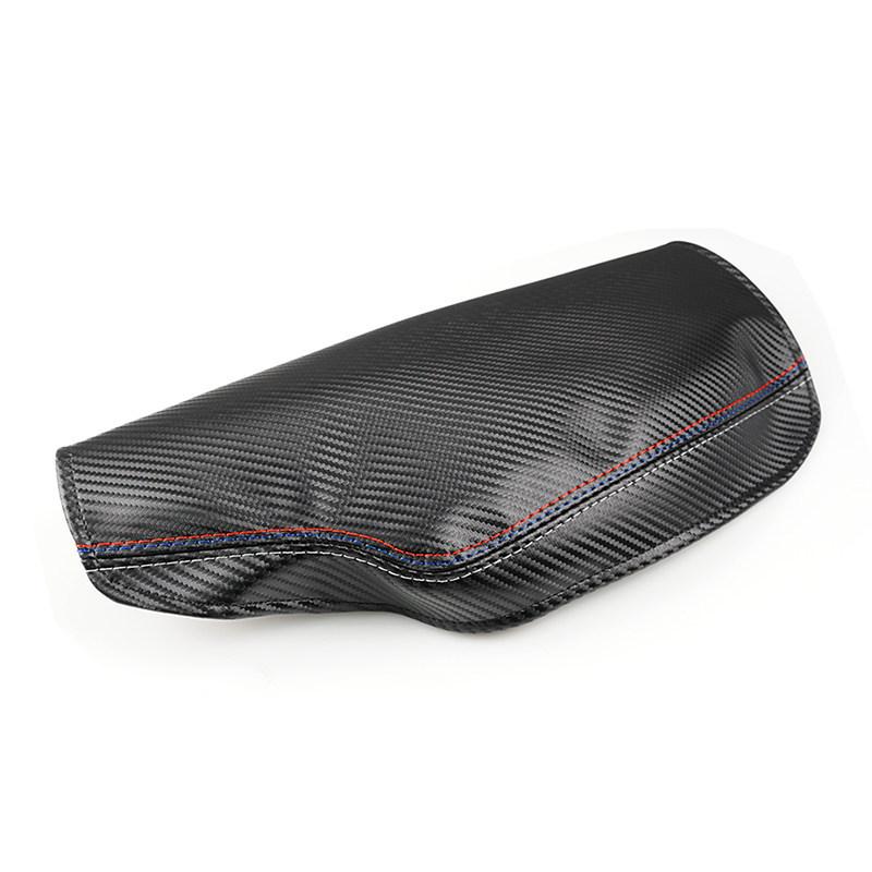 For BMW 3 Series F30 2013 2014 2015 2016 2017 2018 Carbon Texture Leather Center Console Armrest Box Cover red-blue-white line