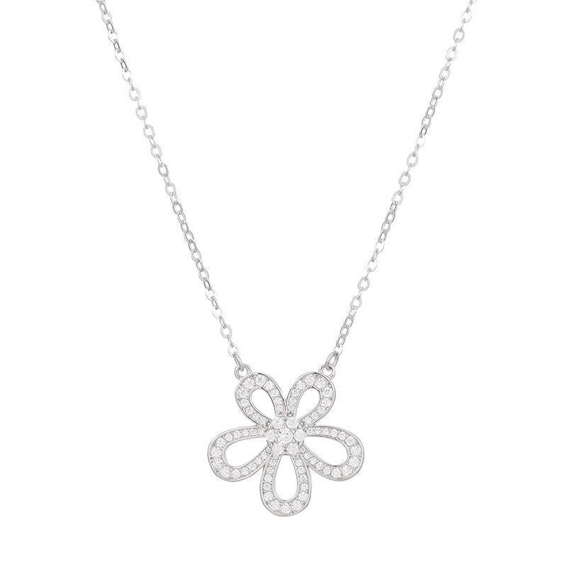 Ожерелье Banyan Tree S925 Silver Diamond Sunflower - элегантный цветок с пятью лепестками для женщин, идеальный подарок девушке