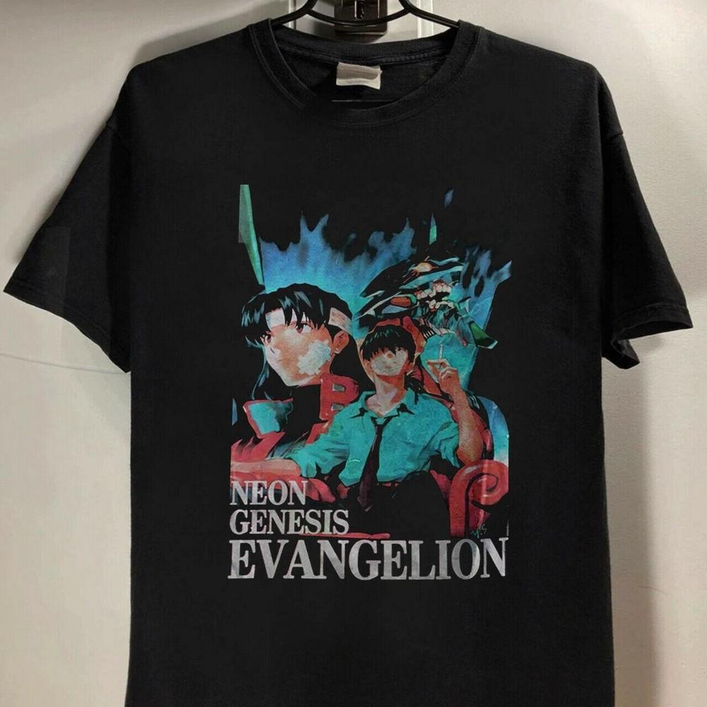 Черная футболка унисекс с коротким рукавом персонажа Neon Genesis Evangelion KH13279