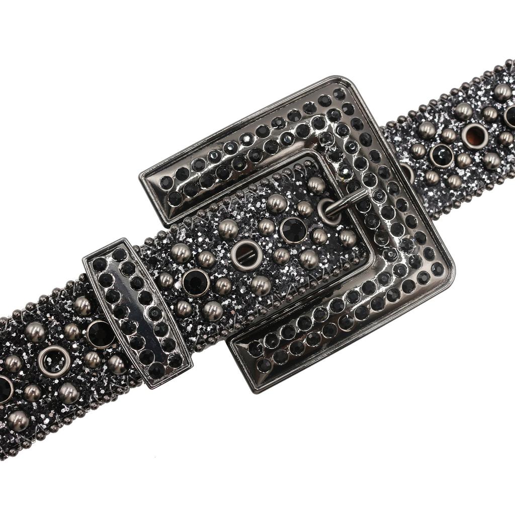 Black Cross Rhinestone Sequins Wide Belt Stylish Non-Porous Bare Body Blue Versatile European And American Ladies Prom Belt