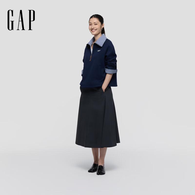 Gap Женская флисовая толстовка с вышивкой логотипа и цветовыми блоками, с молнией до середины груди