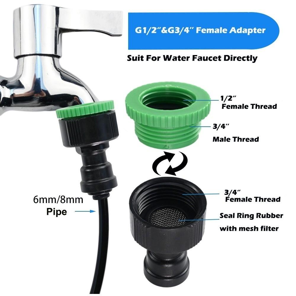New Female BSP Water Hose Connector 3/4 Inch 8MM Garden Hose Adaptor Quick Connect 1/2 Inch Misting System Fitting Water Fitting