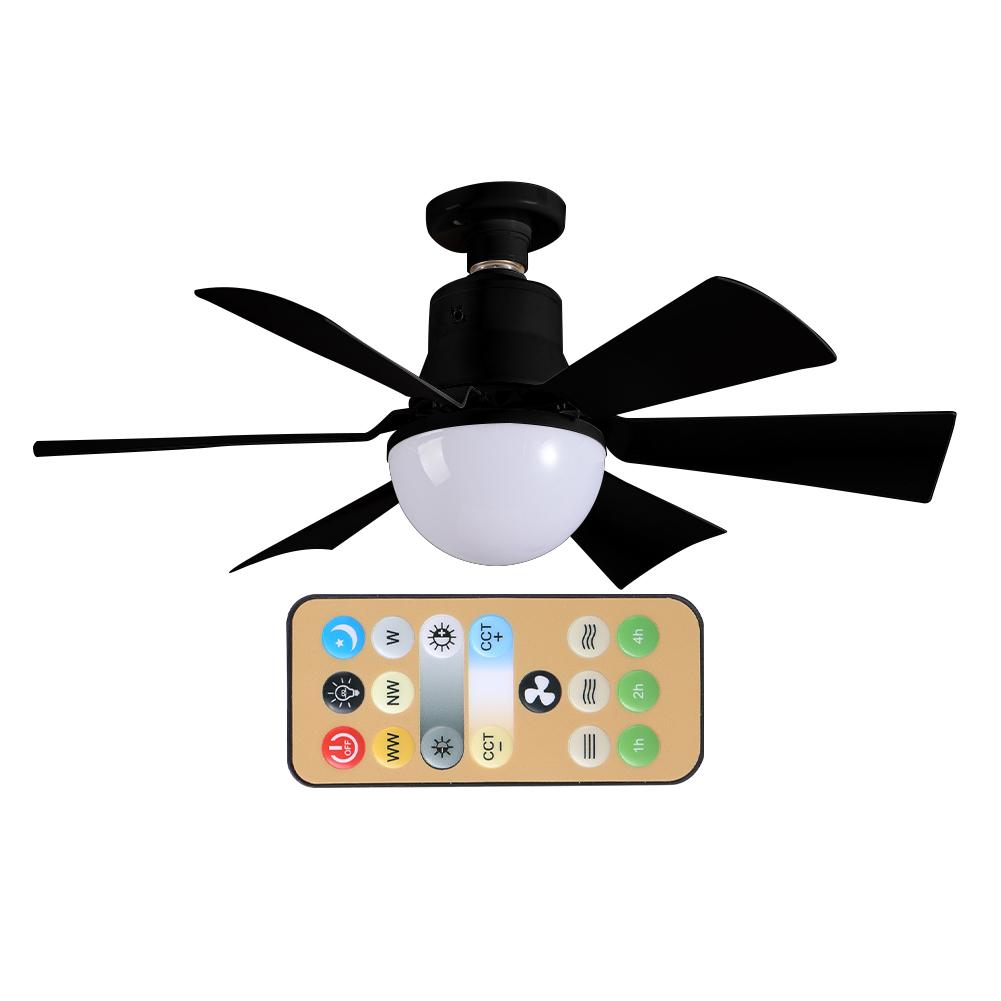 Ceiling Fan Light with Remote Socket Ceiling Fan Timing Light Bulb Fan 3 Gear Wind Speed 6 Blades for Living Room Bedroom