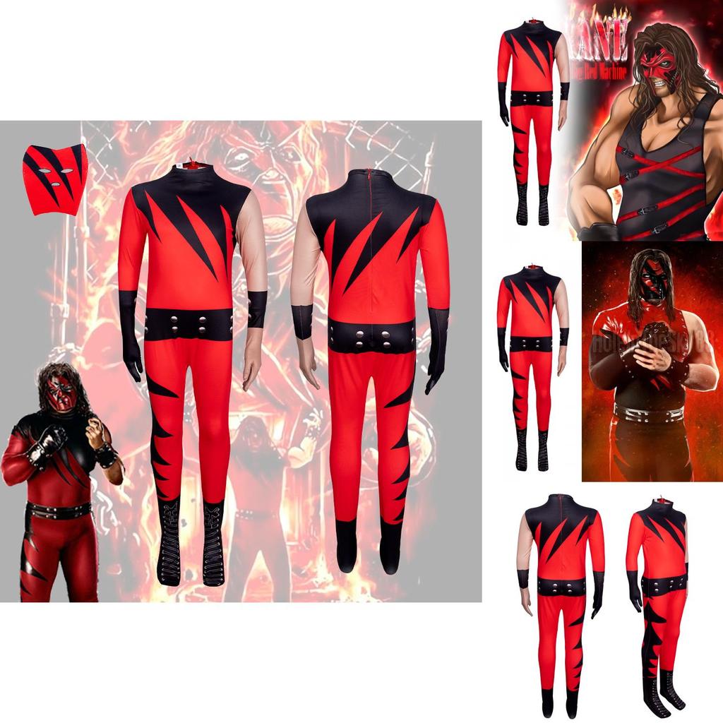 Wwe Wrestler Kane Zentai Suit With Headgear For Kids Cosplay Events