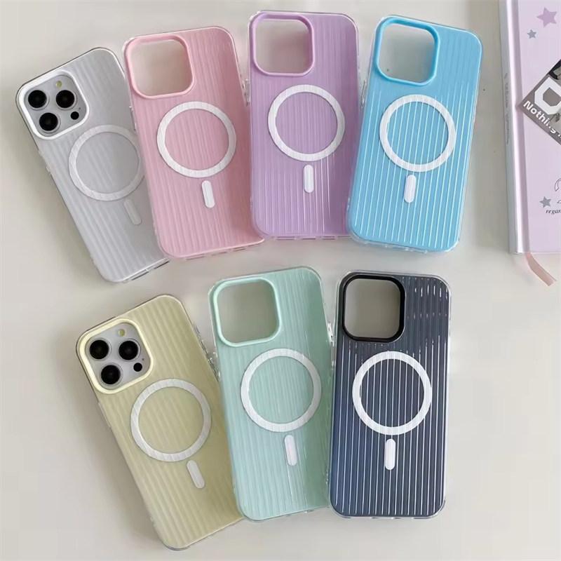 3D ультратонкий чехол для магнитной беспроводной зарядки Coque для iPhone 11 12 13 14 15 16 Pro Max защитная задняя крышка