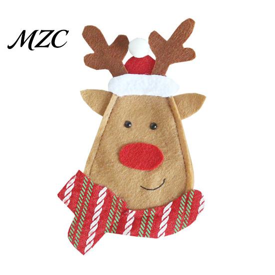 Santa Snowman Table Decor Christmas Cutlery Holder Pockets, Non-woven Fabric Pouch Bags for Spoon Knife Utensil Fork, Reindeer Tableware Xmas