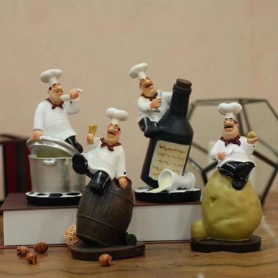 Simulated Rustic Bakery Chef Resin Statue Handicraft Kitchen Chef Figurine Bakers Food Lovers